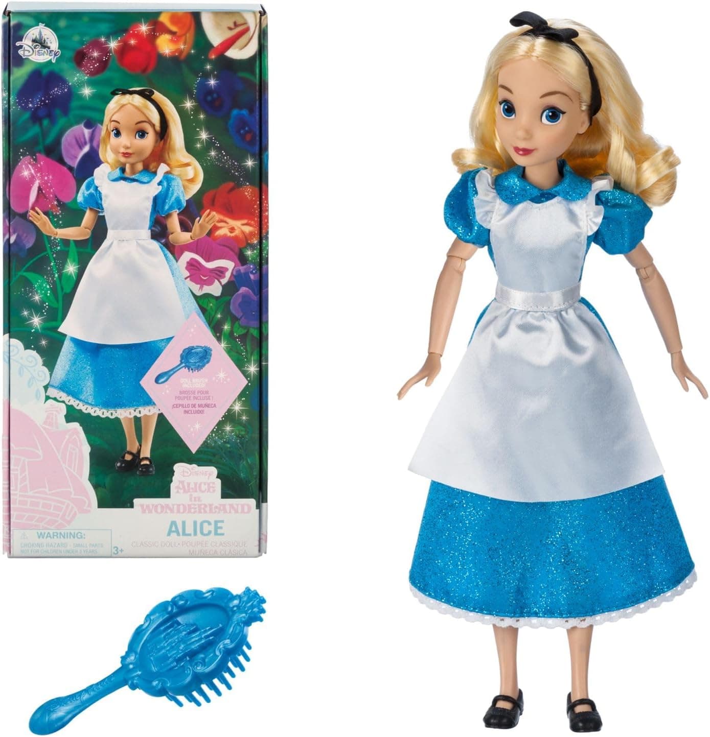 Muñeca clásica princesa oficial de Disney Store (Alicia), 11 pulgadas, incluye cepillo con detalles moldeados, juguete totalmente articulado con traje clásico - Disney Princess Toys
