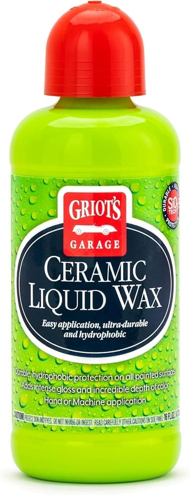 Griots Garage Cera líquida de cerámica para pulido y detalles de automóviles, brillo intenso e hidrofóbico, revestimiento autolimpiante para pintura automática, 10909, 16 oz