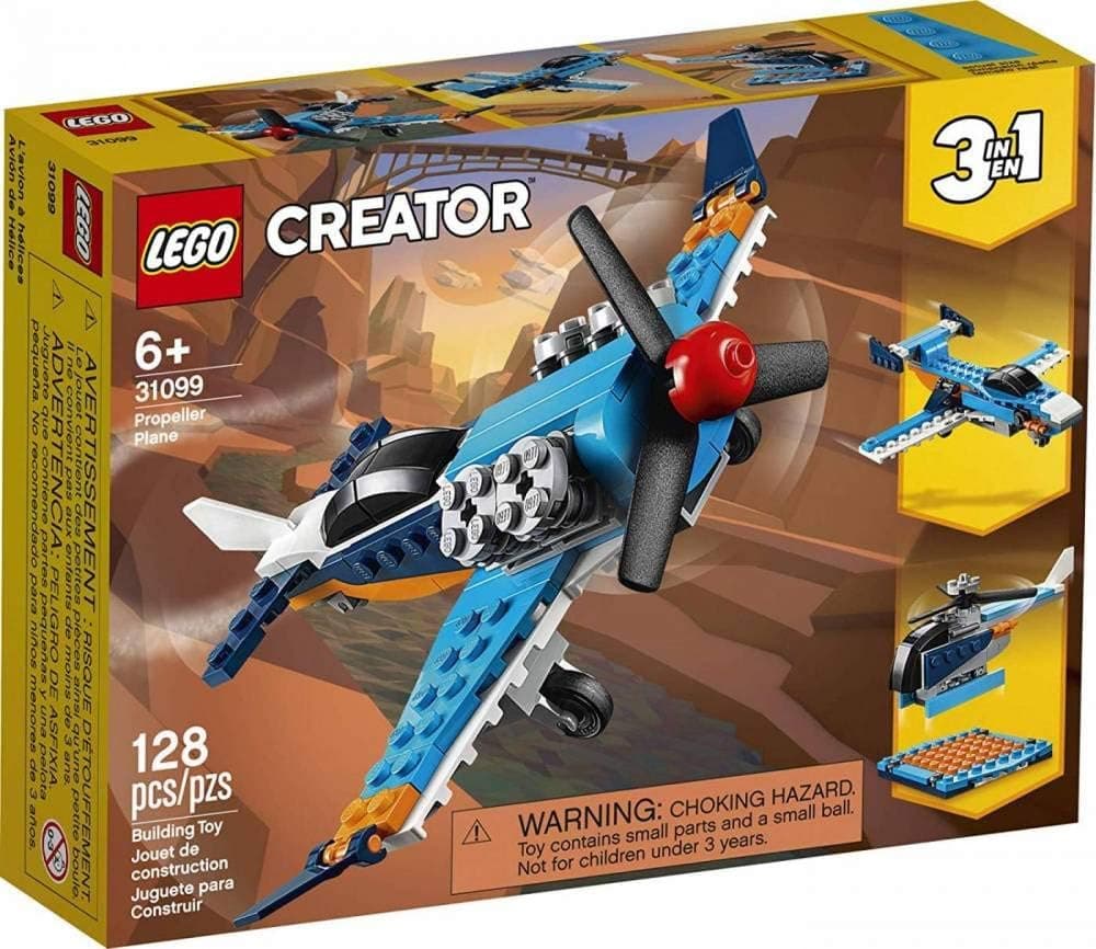 LEGO Creator Avión de hélice 3 en 1 31099 Kit de construcción de juguetes voladores (128 piezas)