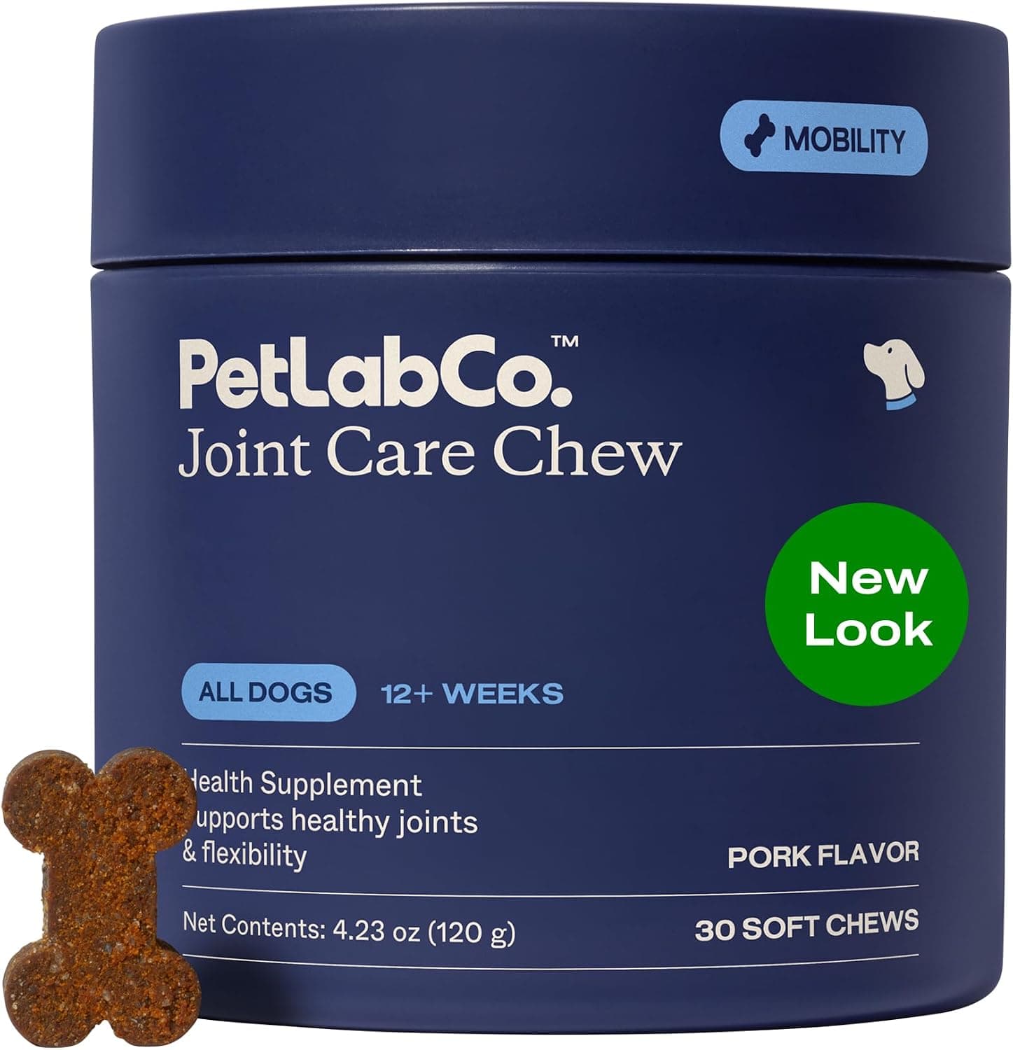 PetLab Co. Masticables para perros, 30 masticables suaves, cerdo | Glucosamina, mejillón de labios verdes y omega-3 para favorecer el confort de las articulaciones, la salud de los cartílagos y la movilidad diaria.