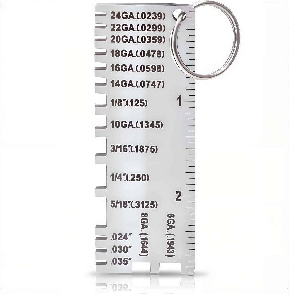 Medidor de espesor de alambre/lámina de Metal 229895 herramienta de inspección de tamaño plateado calibrador de soldadura [no versión de estampado barata] | Medidor de inspección chapado para medir el espesor de alambre y chapa metálica [actualización de WeldingStop, NO versión de estampado barata]