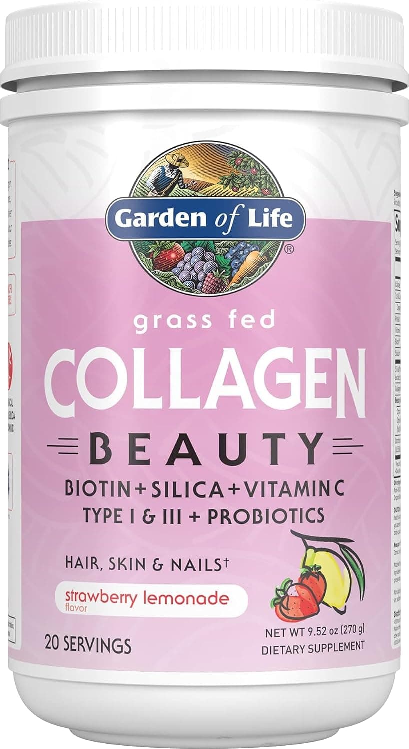 Garden of Life Grass Fed Collagen Beauty - Strawberry Lemonade, 20 Servings, Powder for Women Men Hair Skin Nails, Hydrolyzed Collagen Peptides Protein Powder Supplement (Pack of 6)