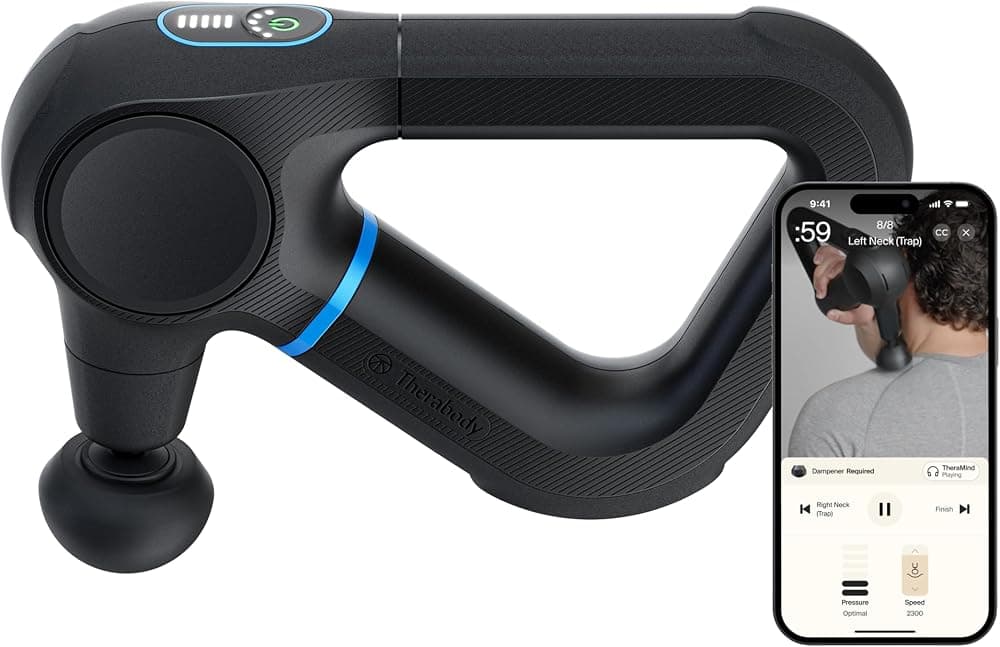 TheraGun Therabody Prime Pistola de masaje de tejido profundo de sexta generación | Negro | Potente masaje de percusión con 5 velocidades y un diseño resistente y duradero para aliviar el dolor muscular y acelerar la recuperación