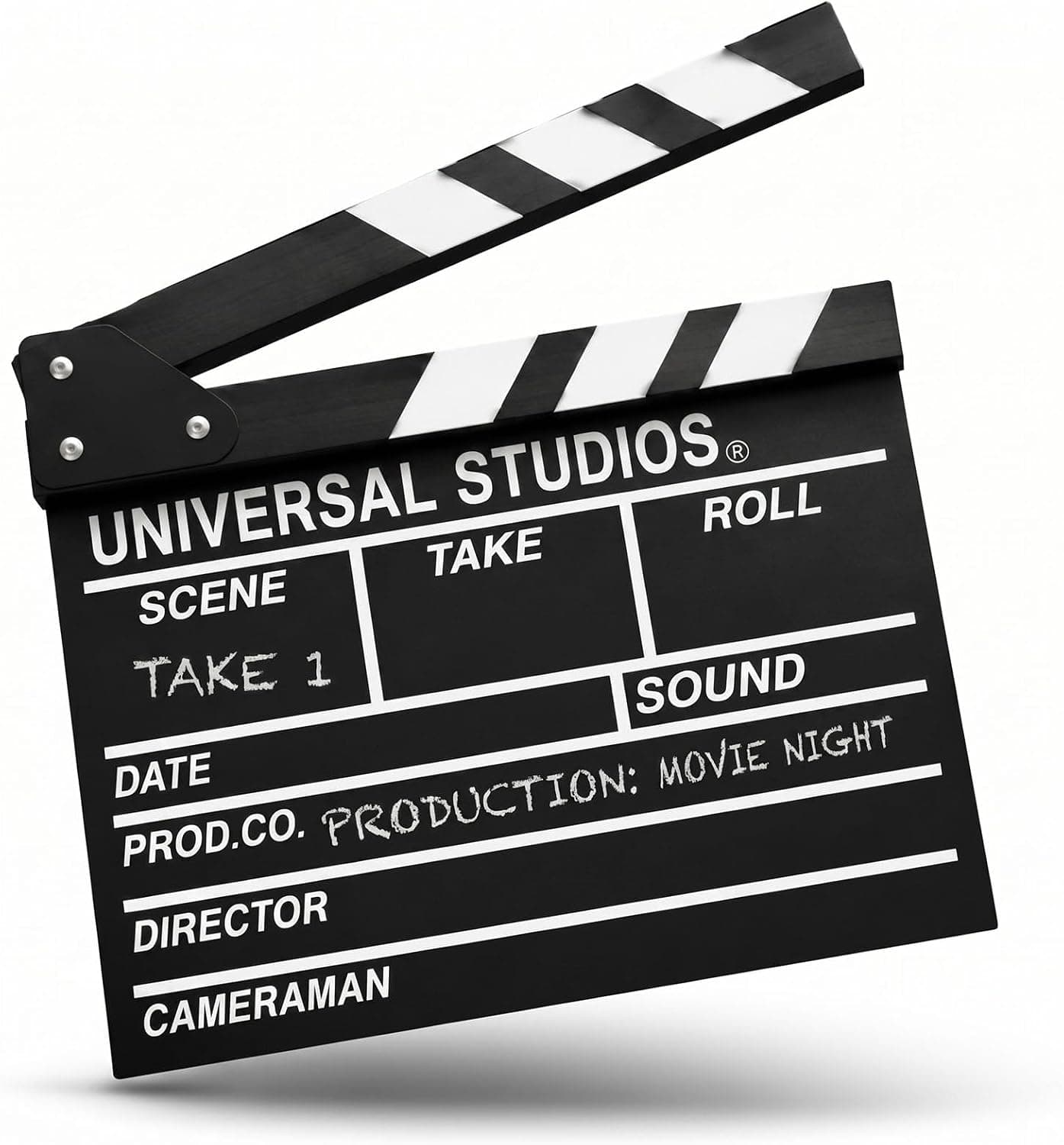 BIGOTTERS Tablero de aplausos de película de Hollywood, tablero de aplausos de película de Hollywood, Madera | Accesorios de fotografía de tablilla de directores de cine para decoraciones de fiestas temáticas de películas, accesorio de fiesta nocturna con blanco y negro, 12x11