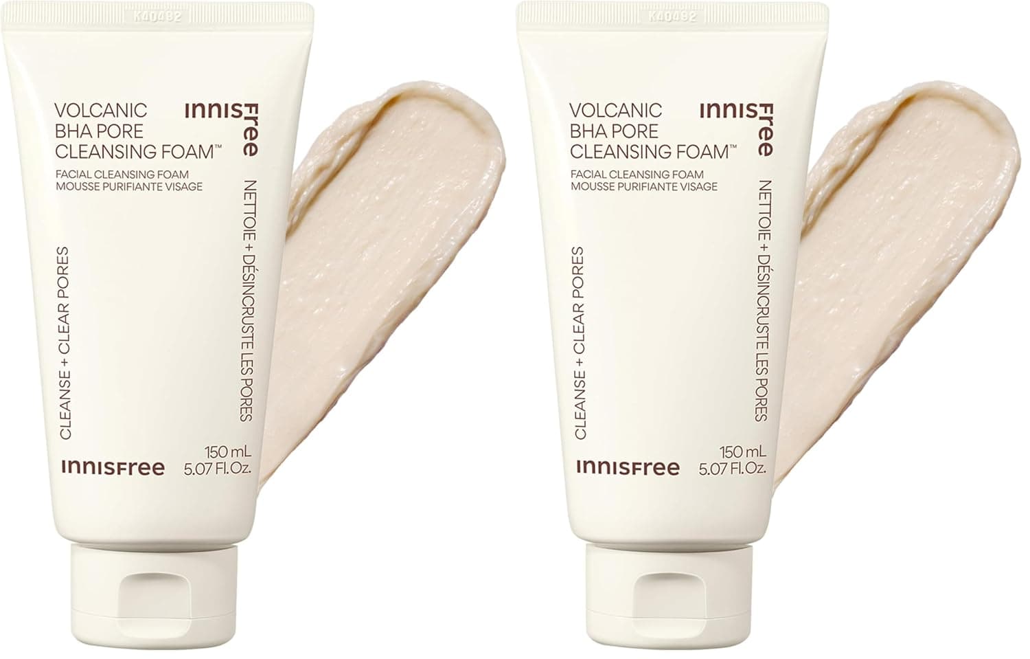 innisfree Volcanic BHA Pore Cleansing Foam with Salicylic Acid | Korean Face Wash with Hyaluronic Acid and Niacinamide | Gentle Exfoliating | Oil Control, Deep Clean, Pore Care | Available in 2 Pack