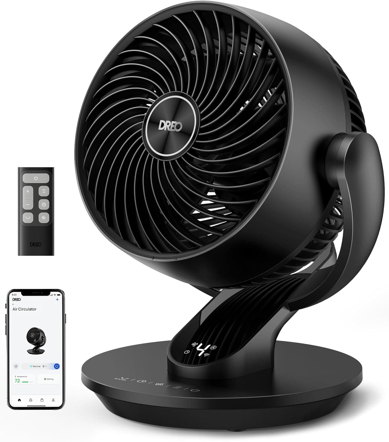 DREO Ventilador inteligente para dormitorio, ventilador vertical de 120° y oscilante de 90° con control de voz, circulador de aire silencioso de 13 pulgadas para toda la habitación, 70 pies, 4 velocidades, 5 modos, temporizador de 12 horas, ventiladores de escritorio para el hogar, oficina