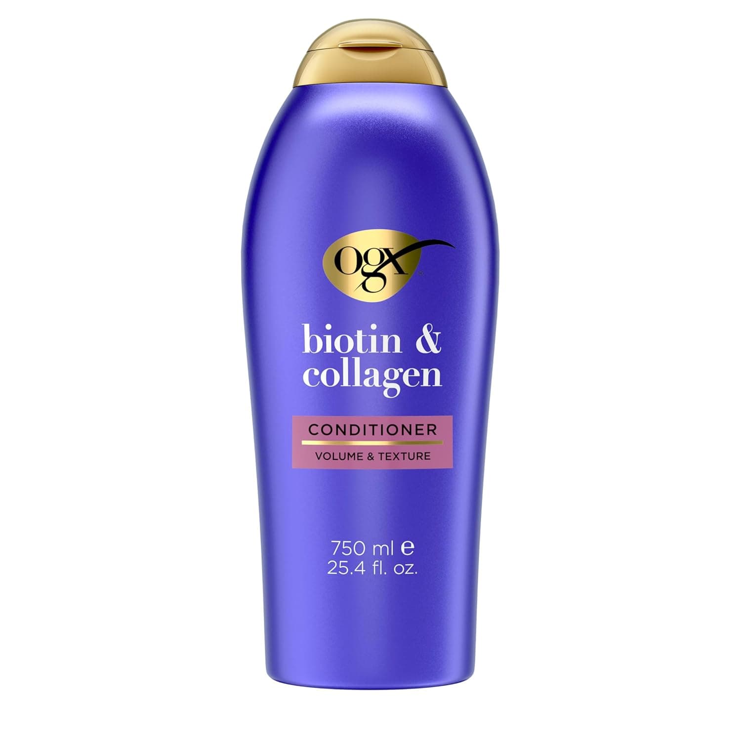 Acondicionador voluminizador OGX Thick & Full + biotina y colágeno, acondicionador con infusión de nutrientes + vitamina B7 La biotina brinda volumen y cuerpo al cabello durante más de 72 horas, tensioactivos sin sulfato, 25.4 fl. onz