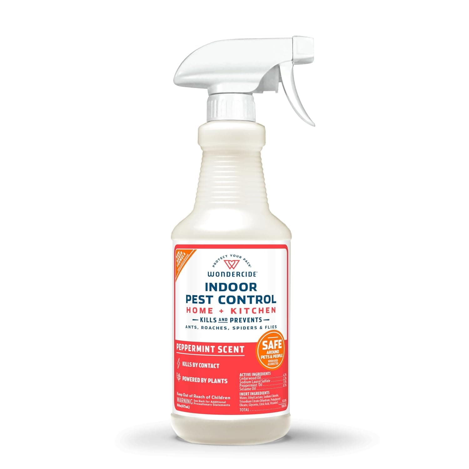 Wondercide - Spray para control de plagas en interiores para hogar y cocina Menta 16 oz | Repelente de insectos y hormigas, cucarachas, arañas, moscas, pulgas y insectos, con aceites esenciales naturales, seguro para mascotas y familias