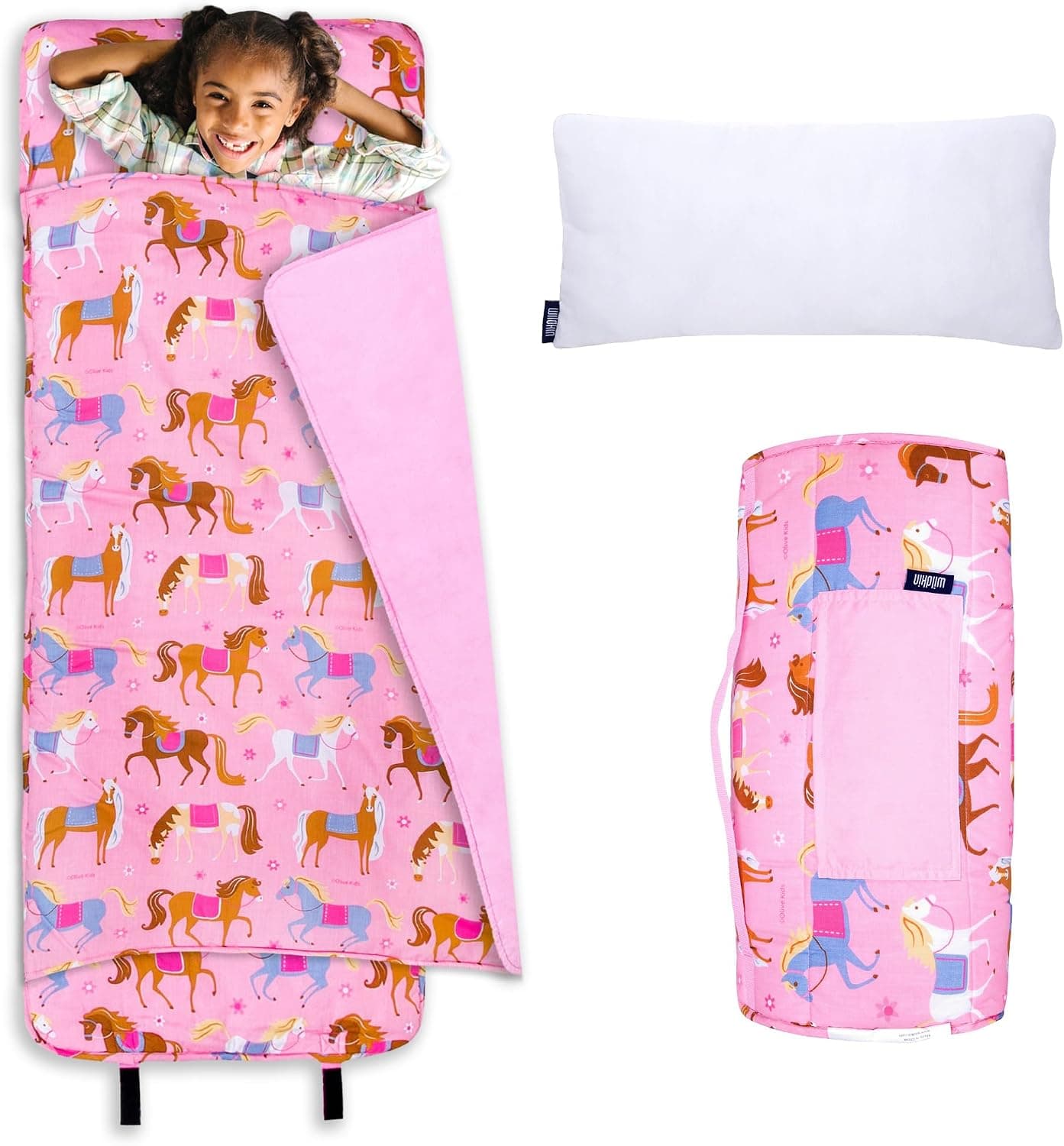 Wildkin Kids Original Nap Mat - Acogedor tapete para dormir para niños con almohada, ideal para la escuela y los viajes