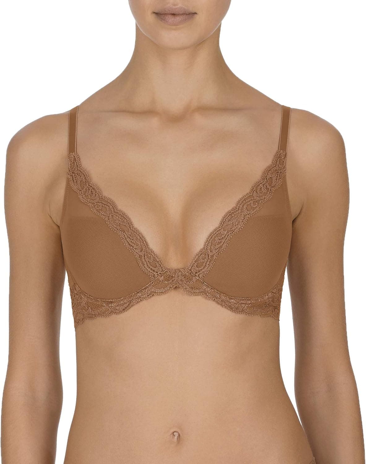 Natori Sujetador tipo camiseta con escote en encaje y plumas para mujer
