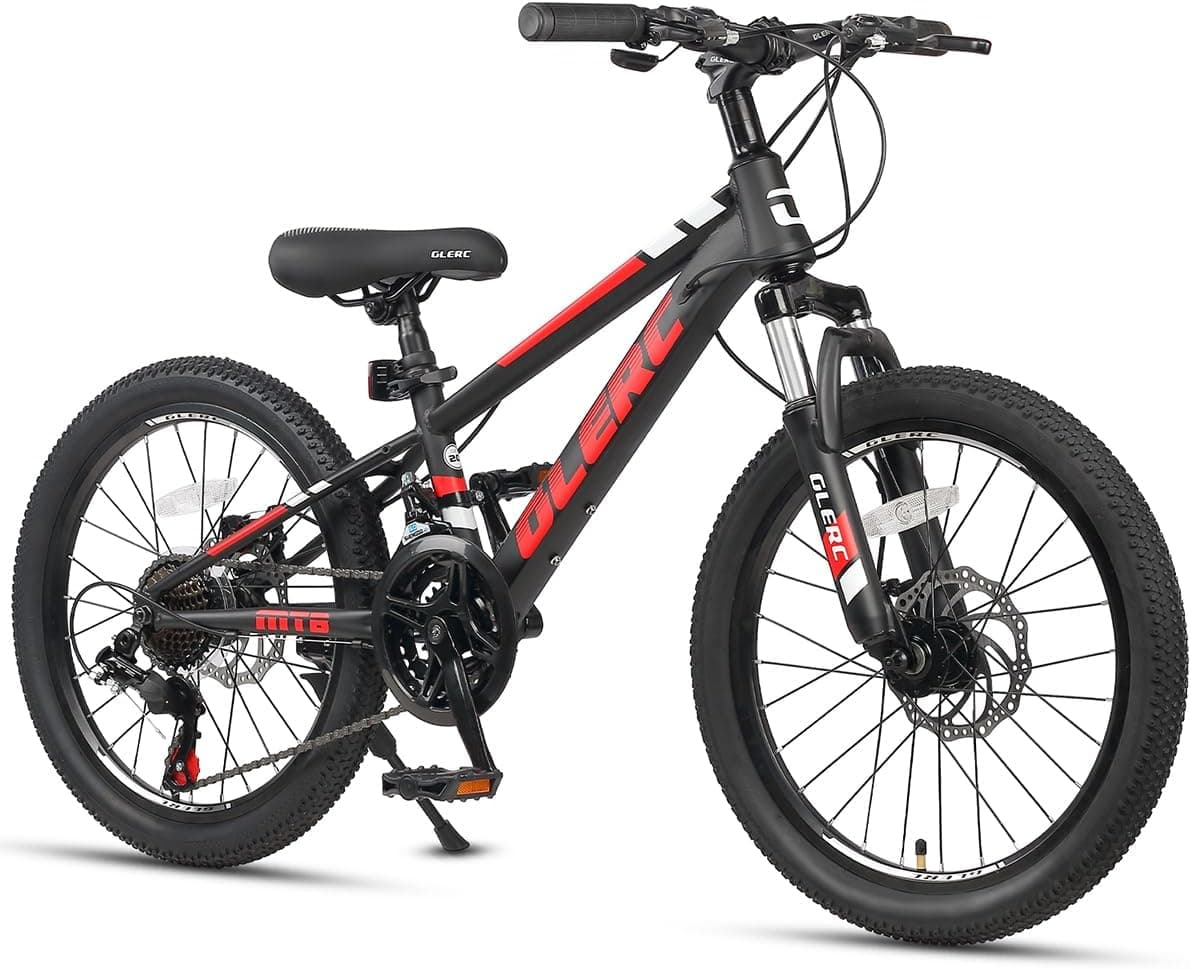 Glerc Bicicleta para niños de 20, 24 y 26 pulgadas, bicicleta de montaña para niños y niñas a partir de 6 años, bicicleta Skyline de 21 velocidades con suspensión delantera y frenos de disco, varios colores
