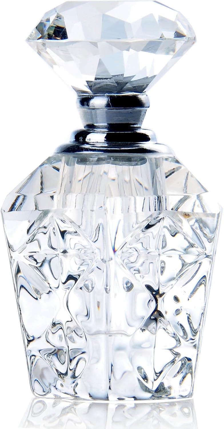 Mini botella de perfume recargable vacía de cristal tallado transparente | Mini estatuilla de botella de Perfume recargable vacía de cristal tallado para tocador, estante de escritorio, exhibición de hogar y oficina, regalo de decoración coleccionable