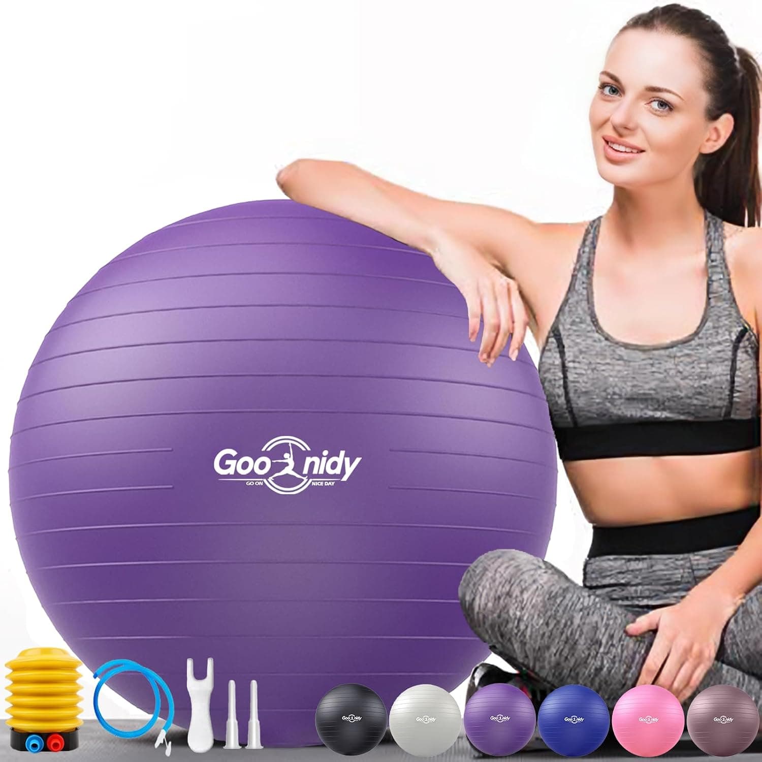 Soft Exercise Ball, Yoga Pregnancy Ball Chair, Pilates Equipment with Pump | Anti-Burst Supports 2200lb for Workout Medicine Birthing Physical Therapy Stability Excersing Birth Swiss Fitness Gym