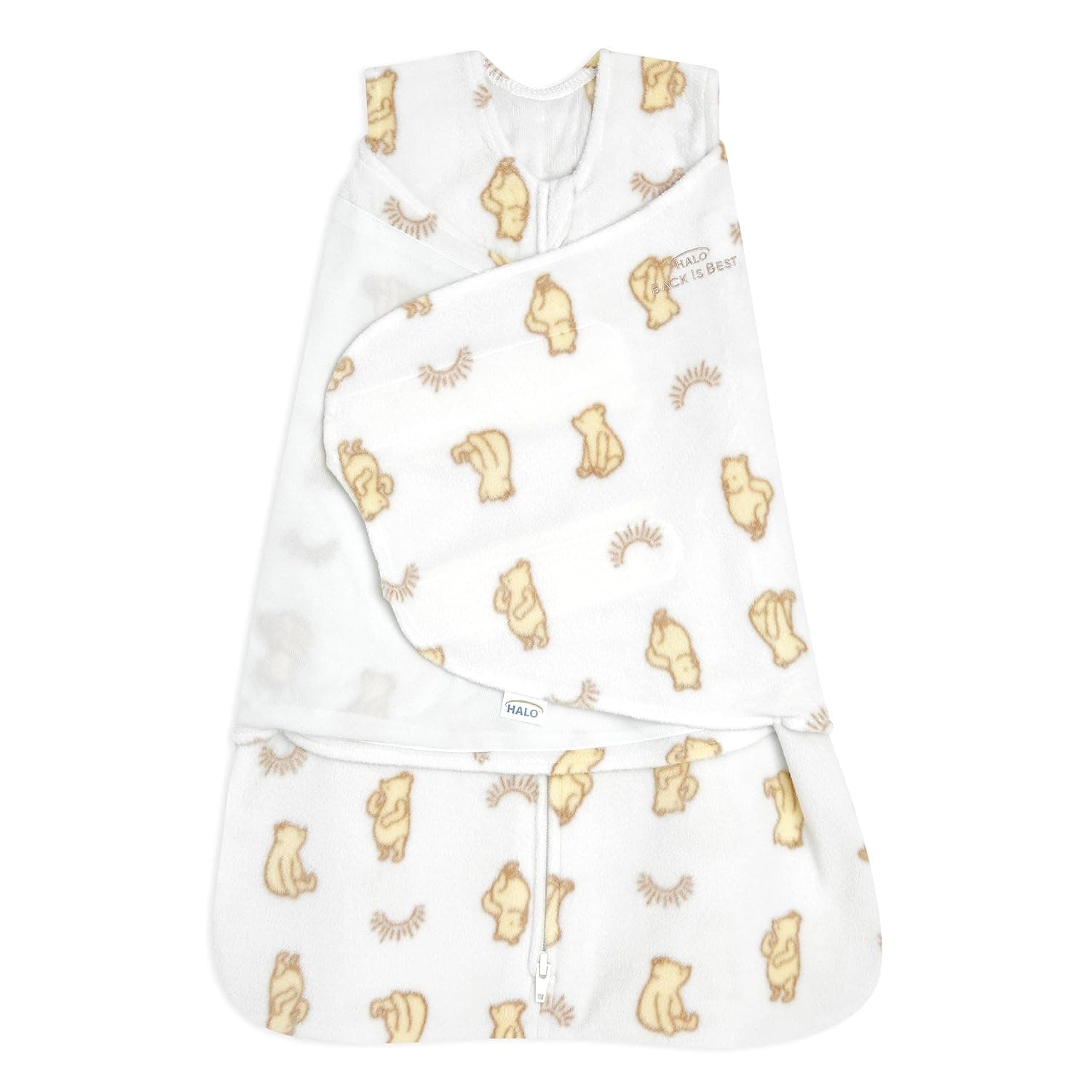 HALO Micro-Fleece Sleepsack Swaddle, manta portátil ajustable en 3 direcciones, TOG 3.0, Sunshine Winnie, pequeño, 3-6