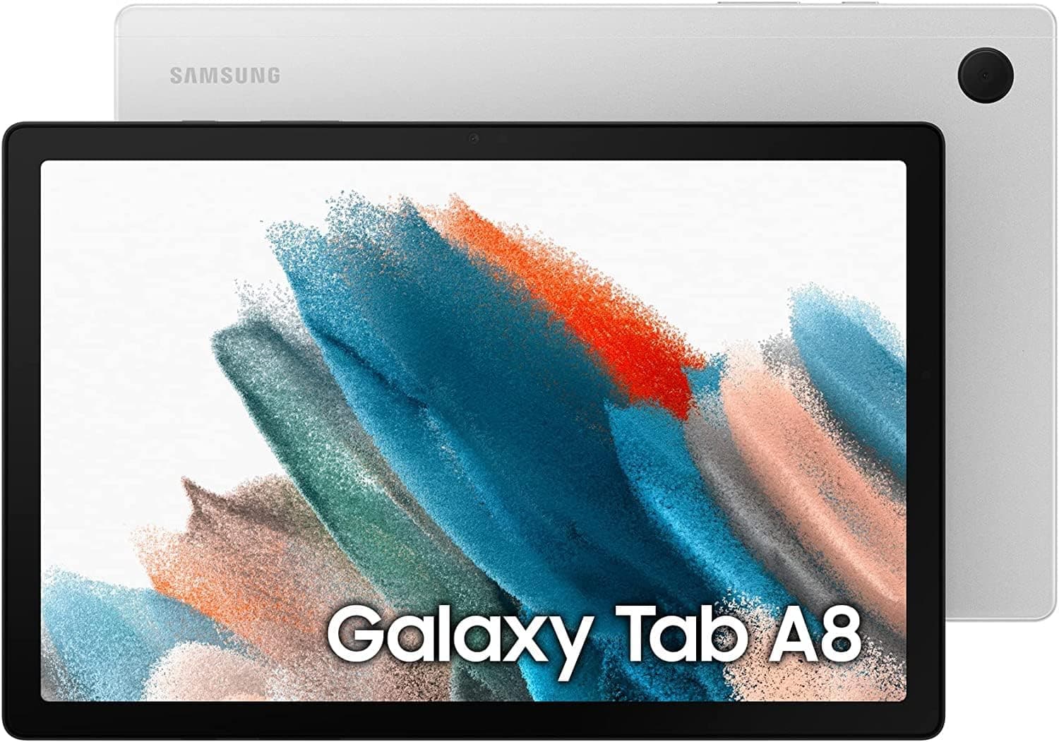 Tableta Android Samsung Galaxy Tab A8 de 10,5” y 128 GB, pantalla LCD, contenido para niños, interruptor inteligente, memoria ampliable, batería de larga duración, carga rápida, versión de EE. UU., 2022, plateado, exclusivo de Amazon