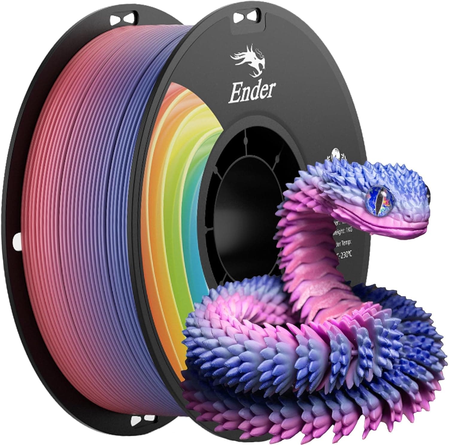 Creality 3D Printer Filament 1.75mm, Rainbow Upgrade PLA+ Filament Strong Toughness No-Tangling Vacuum Packaging 3D Printing Filament Fit Most 3D Printers, 1kg Spool, Accuracy +/- 0.02mm, Multi-Color