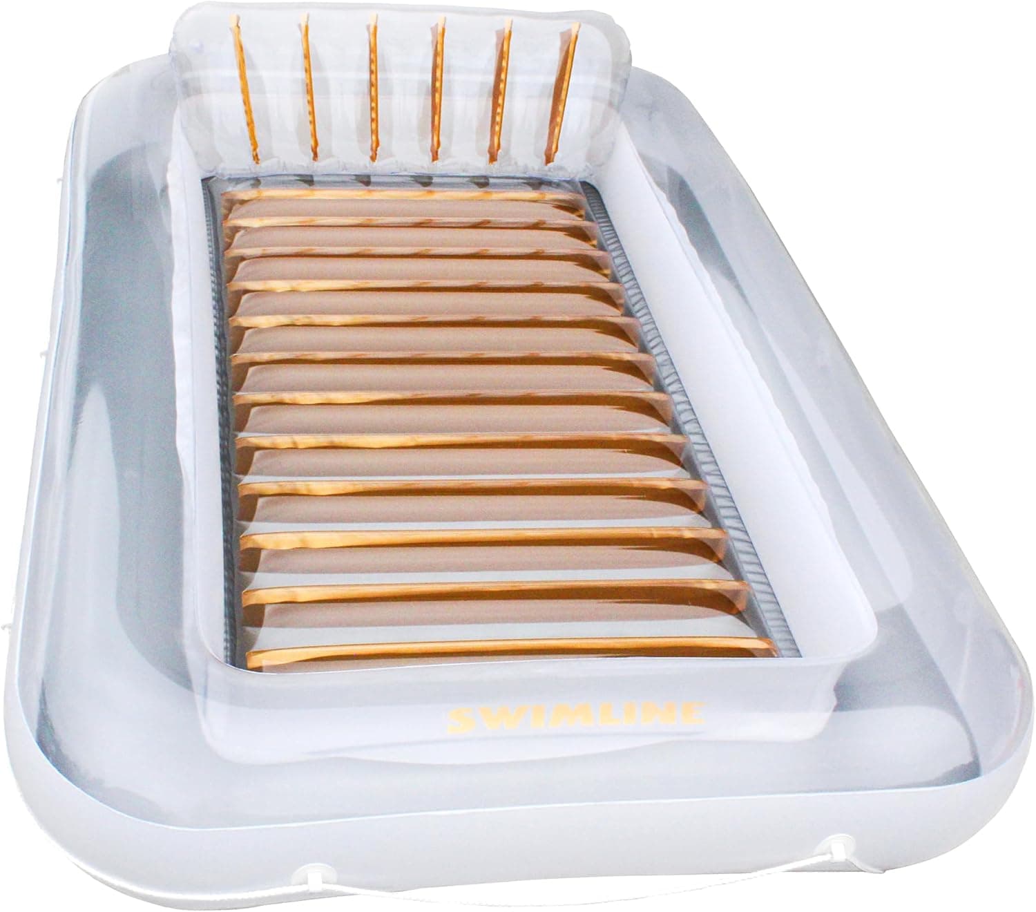 SWIMLINE Original Suntan Tub Series Salón flotante inflable clásico para bronceado | Tumbona híbrida personal para piscina color canela | Almohada ajustable | Llenar con agua | Diseño de bronceado reflectante.