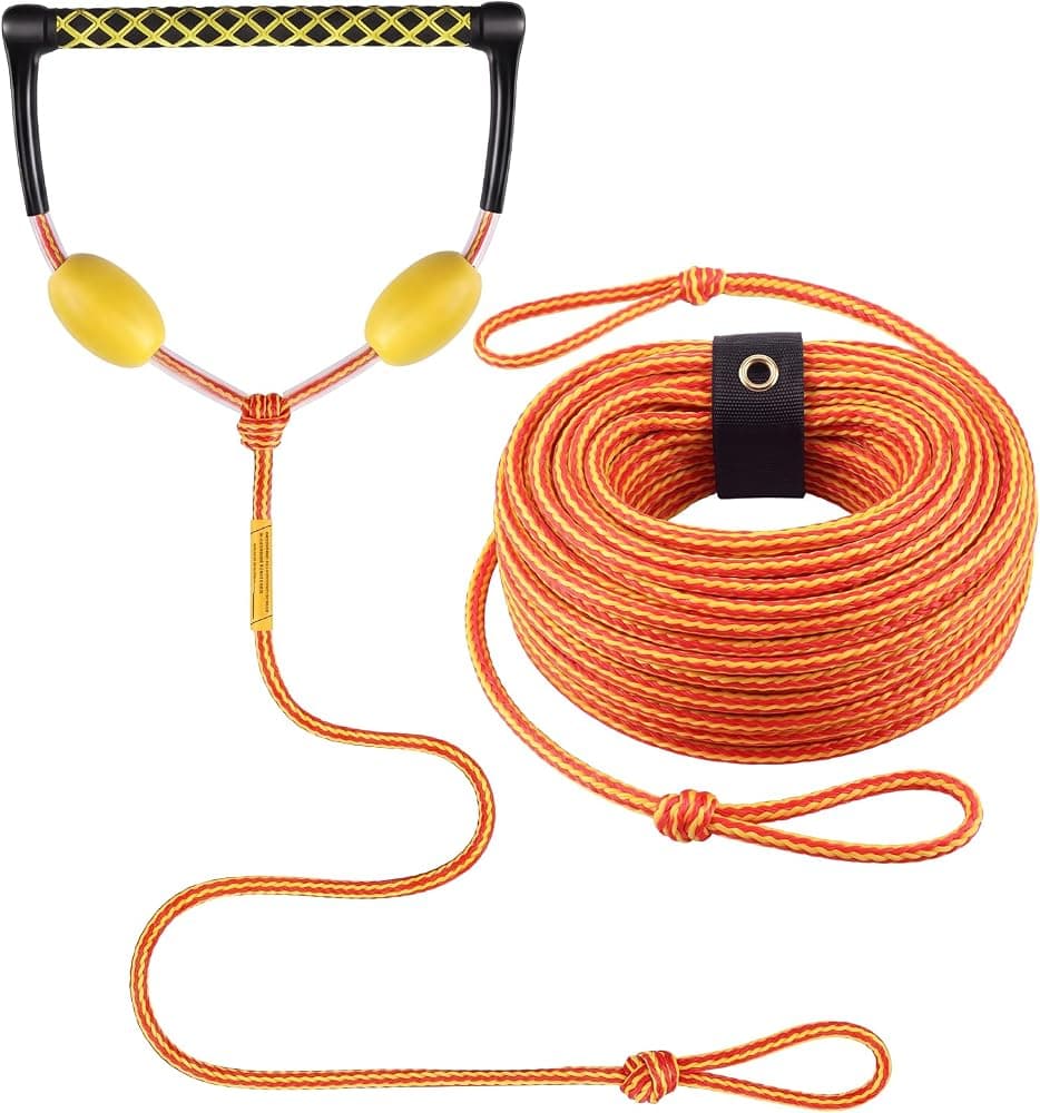 Soulchen Cuerda para Wakeboard de 75 pies con asa y flotadores Cuerda para esquí acuático Cuerdas de Remolque para Barcos Ajustables para Wakeboard Esquí acuático y Wakesurf