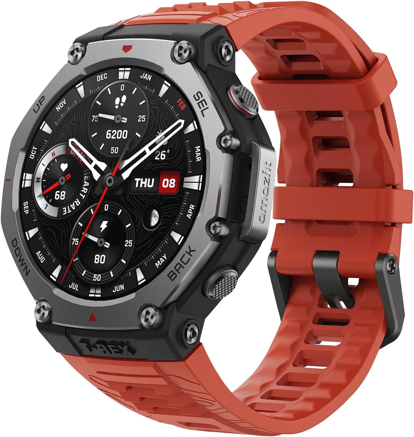Amazfit T-Rex 3, reloj inteligente, pantalla AMOLED de 1,5", GPS, iOS/Android | 48 mm, batería de 27 días, resistente al agua, estilo resistente/militar, mapas sin conexión, 170 modos de fitness/deporte, IA, control por voz