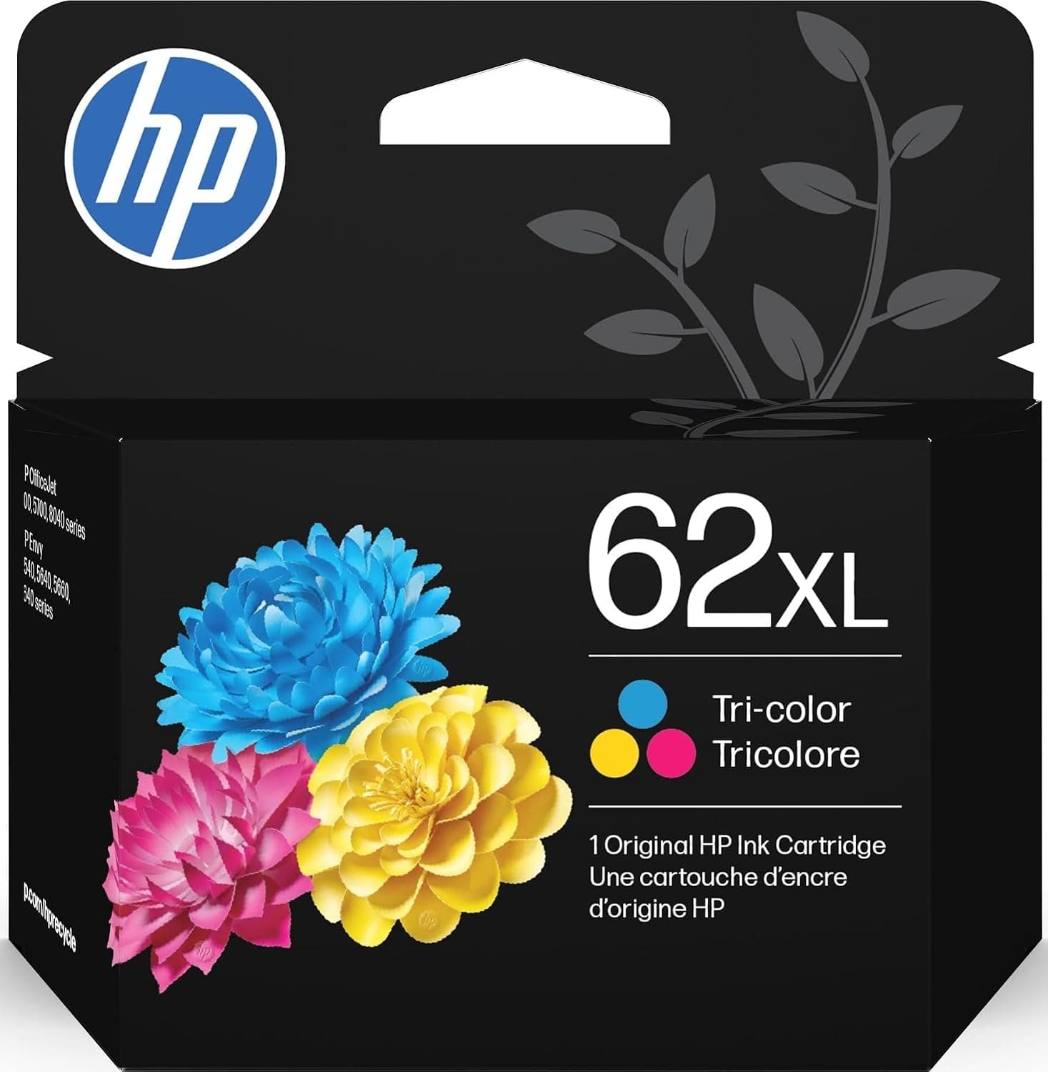 Tinta de alto rendimiento tricolor HP 62XL | Funciona con Envy 5540, 5640, 5660, 7640, OfficeJet 5740, 8040, Mobile 200, 250 | C2P07AN | El embalaje puede variar