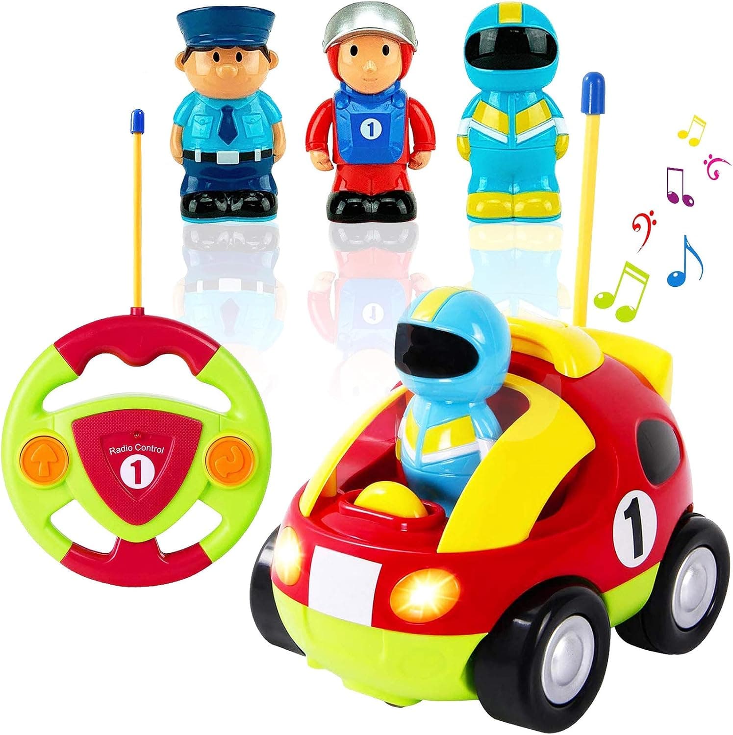 Liberty Imports My First Cartoon RC coches de control remoto para niños de 1 a 3 años, juguete de radiocontrol para bebés, niños de 18 meses + (coche de carreras)