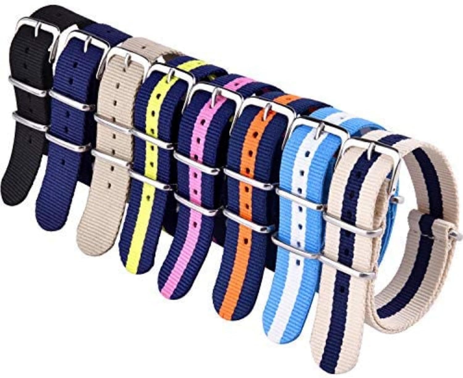 Ritche Regalo de Navidad Nylon balístico militar 8 paquetes 18 mm 20 mm 22 mm Correa de reloj Correas de reloj de repuesto para hombres y mujeres, regalos de elefante blanco, rellenos de medias para hombres
