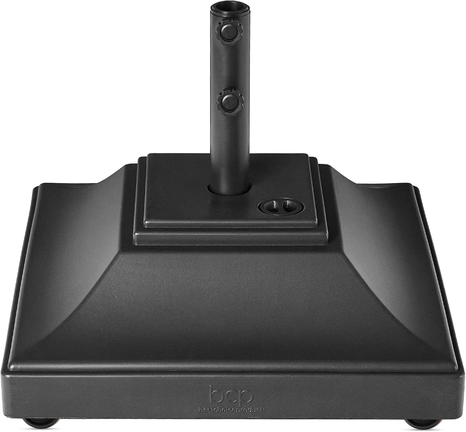 Best Choice Products Base de paraguas móvil rellenable, base resistente, soporte cuadrado para mercado con niveles para patio, cubierta, exterior con 4 ruedas, 2 cerraduras, 2 perillas, capacidad de 120 lb - negro