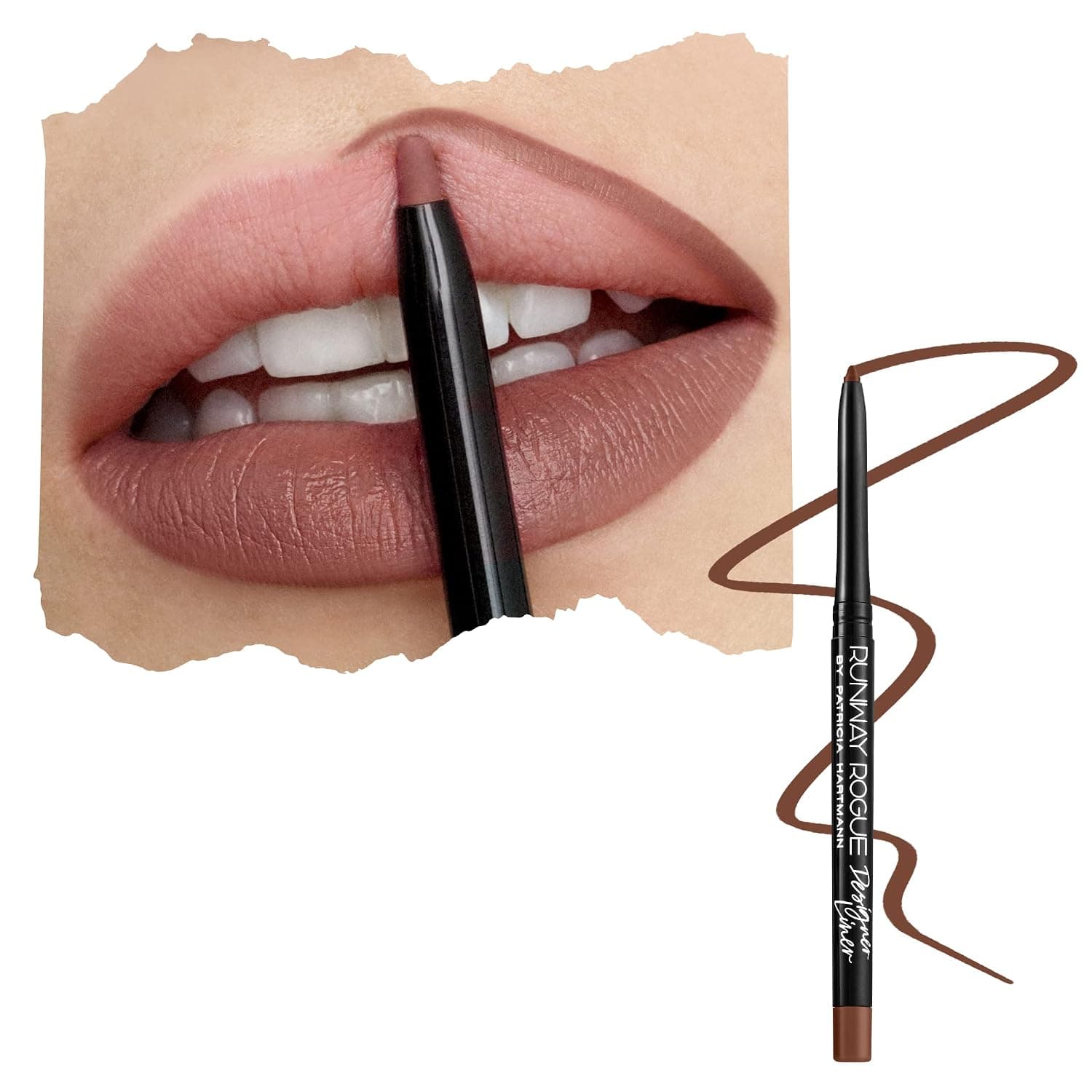 Runway Rogue Matte Lip Liner Pencil with Sharpener, ‘Trendsetter’ | Designer lip-liner pencil with a creamy glide, smudge- and water-resistant, vegan and cruelty-free, soft mocha shade