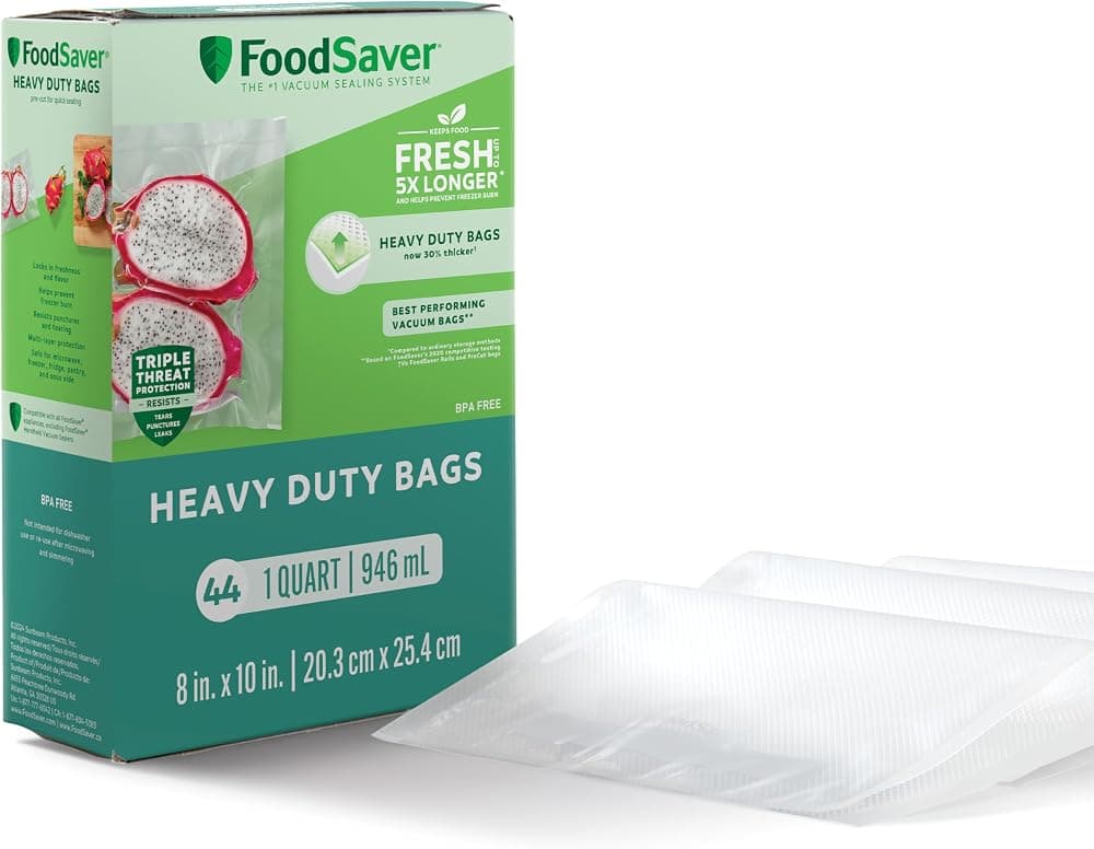 Bolsas de sellado al vacío resistentes de un cuarto de galón, paquete de 44 con 30 % de grosor adicional, compatibles con todos los electrodomésticos FoodSaver