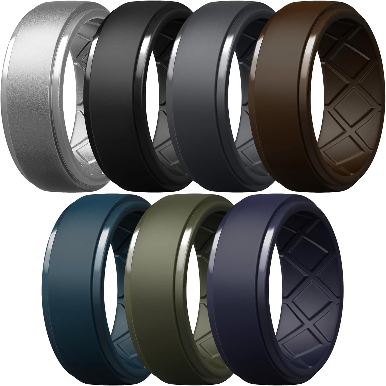 Egnaro Anillos de silicona para hombre, alianzas de boda de goma de 10 mm de ancho y 2,5 mm de grosor, paquete múltiple 1/4/7, ajuste cómodo y transpirable para entrenamiento