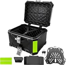 Caja superior para motocicleta, caja trasera para motocicleta de aleación de aluminio de 45L | con tapa impermeable y antigolpes desmontable adecuado para guardar cascos y equipaje