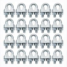 20 abrazaderas de cuerda de alambre de 1/8 pulgadas, abrazaderas de cable galvanizadas M3 para cuerdas de tienda, barco, tendederos, cuerda tensora, valla de metal, accesorios de aparejo, sujetadores de sillín con perno en U