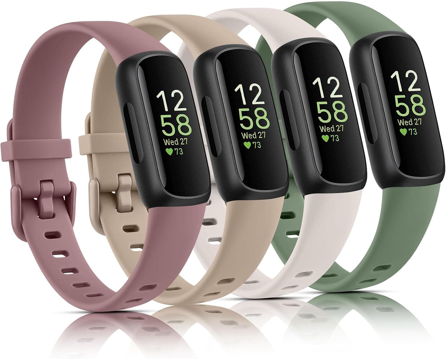 Vancle 4 Pack Bands Compatible with Fitbit Inspire 3 Bands for Women Men, Sport Silicone Adjustable Replacement Straps for Fitbit Inspire 3 Fitness Tracke
