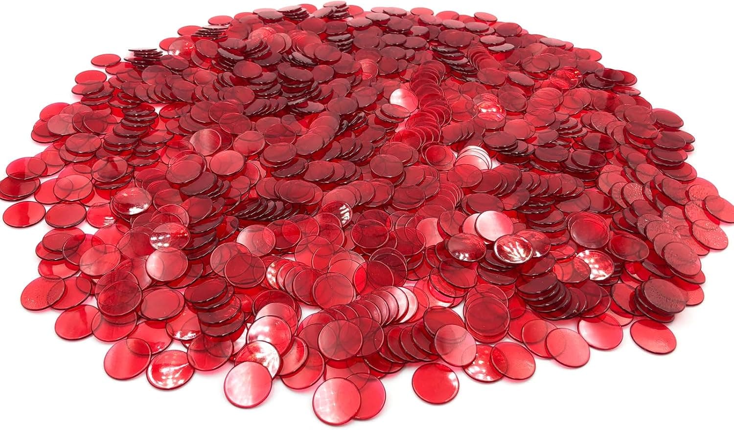 YH Poker 1000 Fichas Marcadoras de Fichas de Bingo - Discos de Plástico Contadores de Fichas para Juego de Bingo, Ideal para Fiestas, Aula, Noche de Juegos, Color Rojo