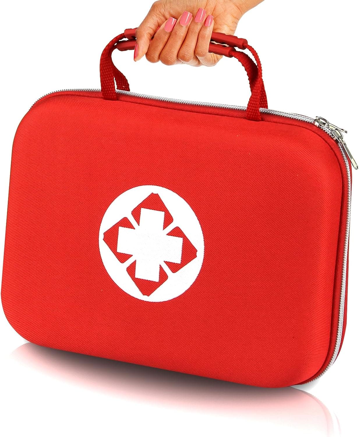 300PCS Botiquín de Primeros Auxilios para el Hogar para Senderismo Coche Botiquín de Emergencia para el Hogar Bolsa de Mano de Primeros Auxilios Estuche de Propósitos Múltiples Equipo para Mochilero al Aire Libre para Preparación para Desastres Rojo