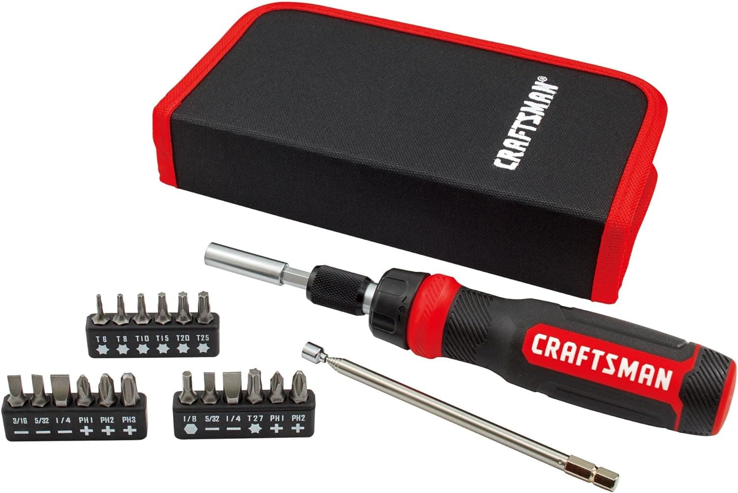 Destornillador de trinquete CRAFTSMAN, juego de puntas múltiples, 26 piezas (CMHT68001)