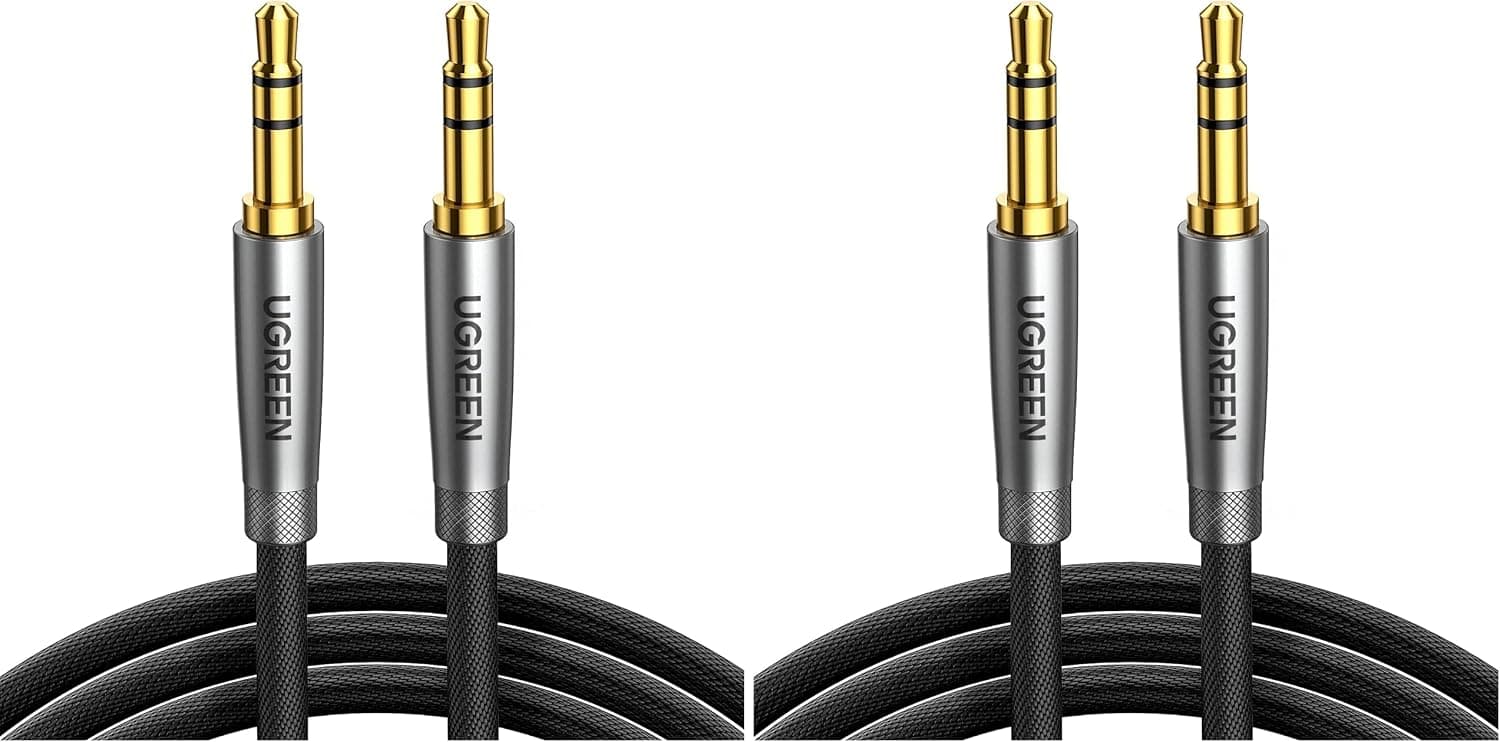 Cable de audio UGREEN de 3,5 mm, trenzado de nylon, macho a macho, sonido de alta fidelidad, 3 PIES (paquete de 2)