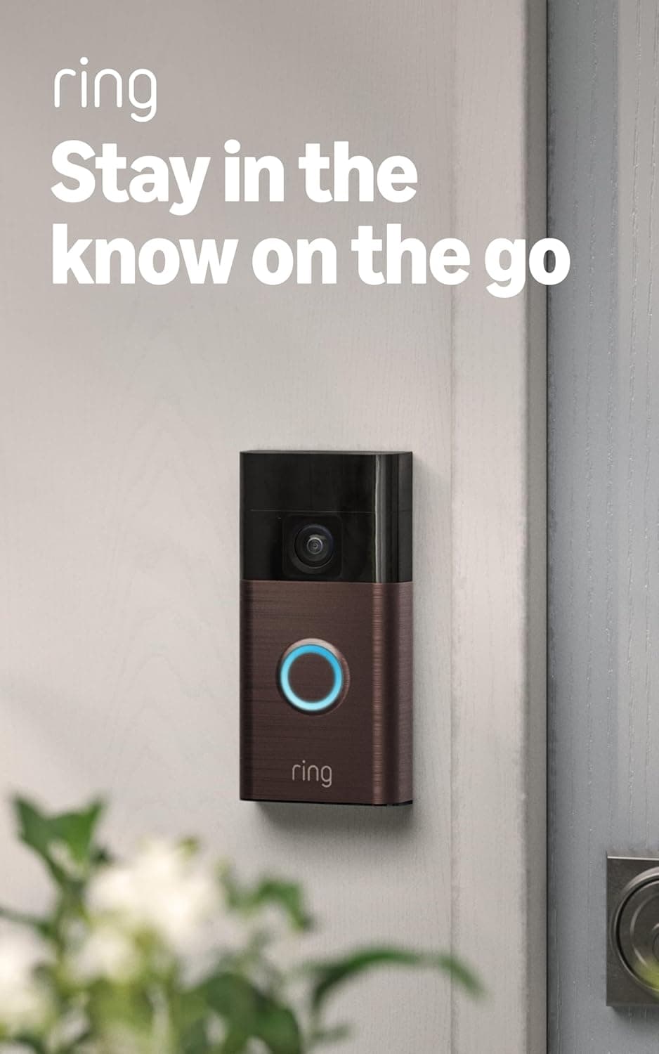 Ring Battery Doorbell, seguridad para el hogar o la empresa con video de pies a cabeza, vista en vivo con conversación bidireccional y detección y alertas de movimiento, bronce veneciano