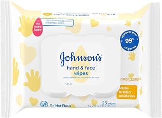 Johnson's Hand & Face Baby Sanitizing Cleansing Wipes for Travel and On-the-Go, No More Tears Formula, Paraben and Alcohol Free, 25 ct (Pack of 4)