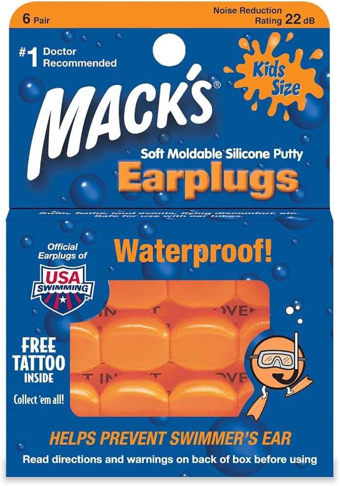Macks Tapones para los oídos de silicona moldeables, tamaño para niños, 6 pares, 6 unidades (paquete de 6)