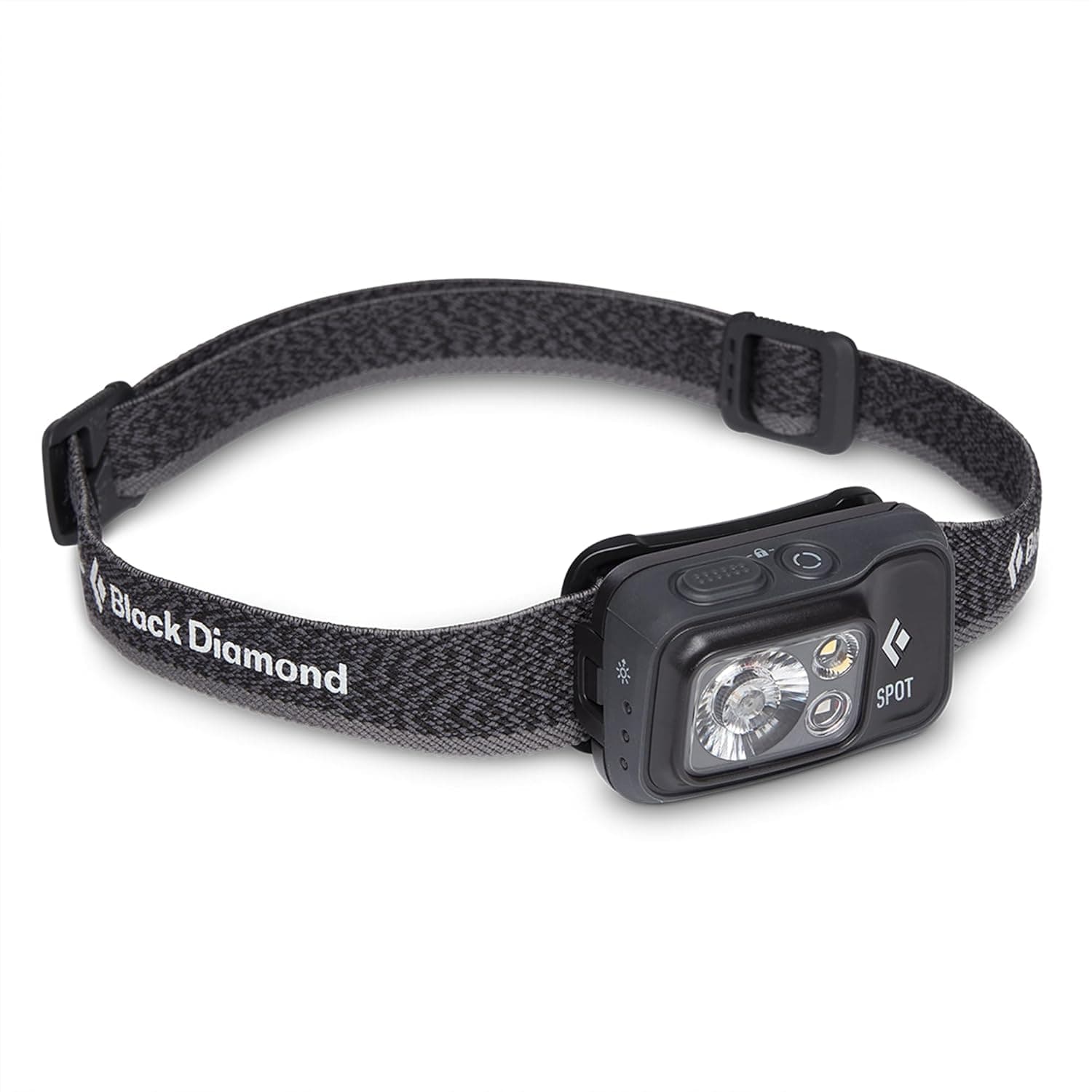 Linterna frontal BLACK DIAMOND Spot 400, alimentación AAA, regulable, brillante, grafito | 400 lúmenes, visión nocturna en rojo, memoria de brillo, PowerTap, medidor de batería que rastrea el tiempo de ejecución, compatibilidad con combustible dual