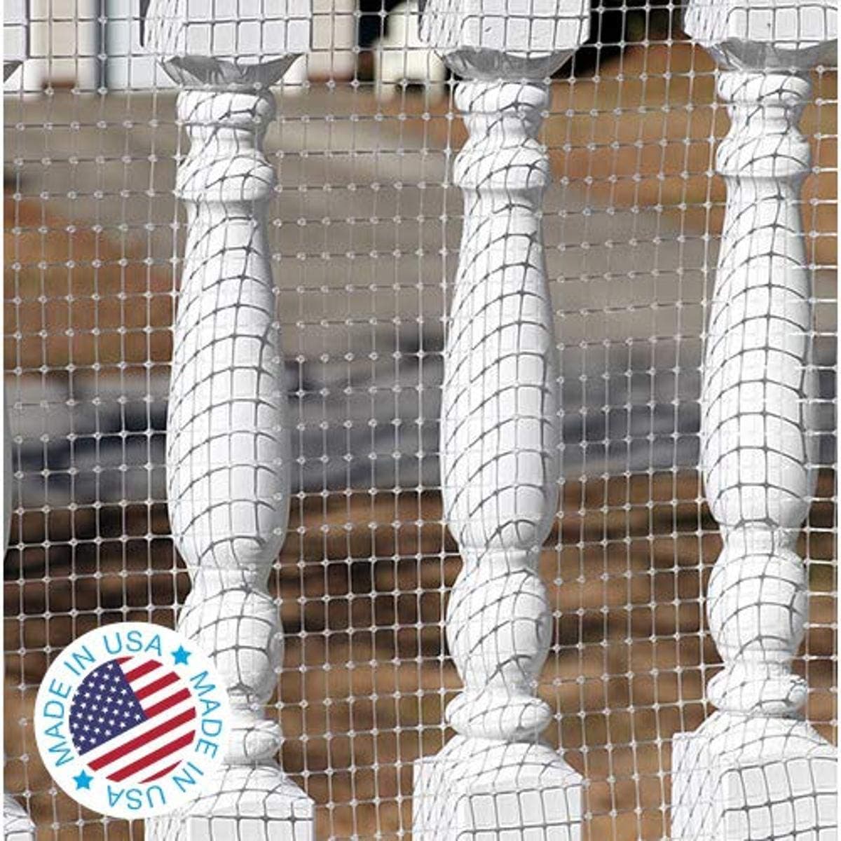 Protector de cubierta KidKusion | Fabricado en Estados Unidos | 16' L x 38" H | Transparente | Red de seguridad para barandillas de escaleras y balcones al aire libre | Seguridad para niños; Seguridad para mascotas; Seguridad para juguetes, 4500