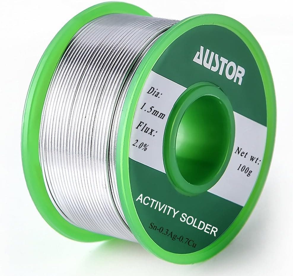 Alambre de soldadura sin plomo AUSTOR de 1,5 mm con núcleo de colofonia