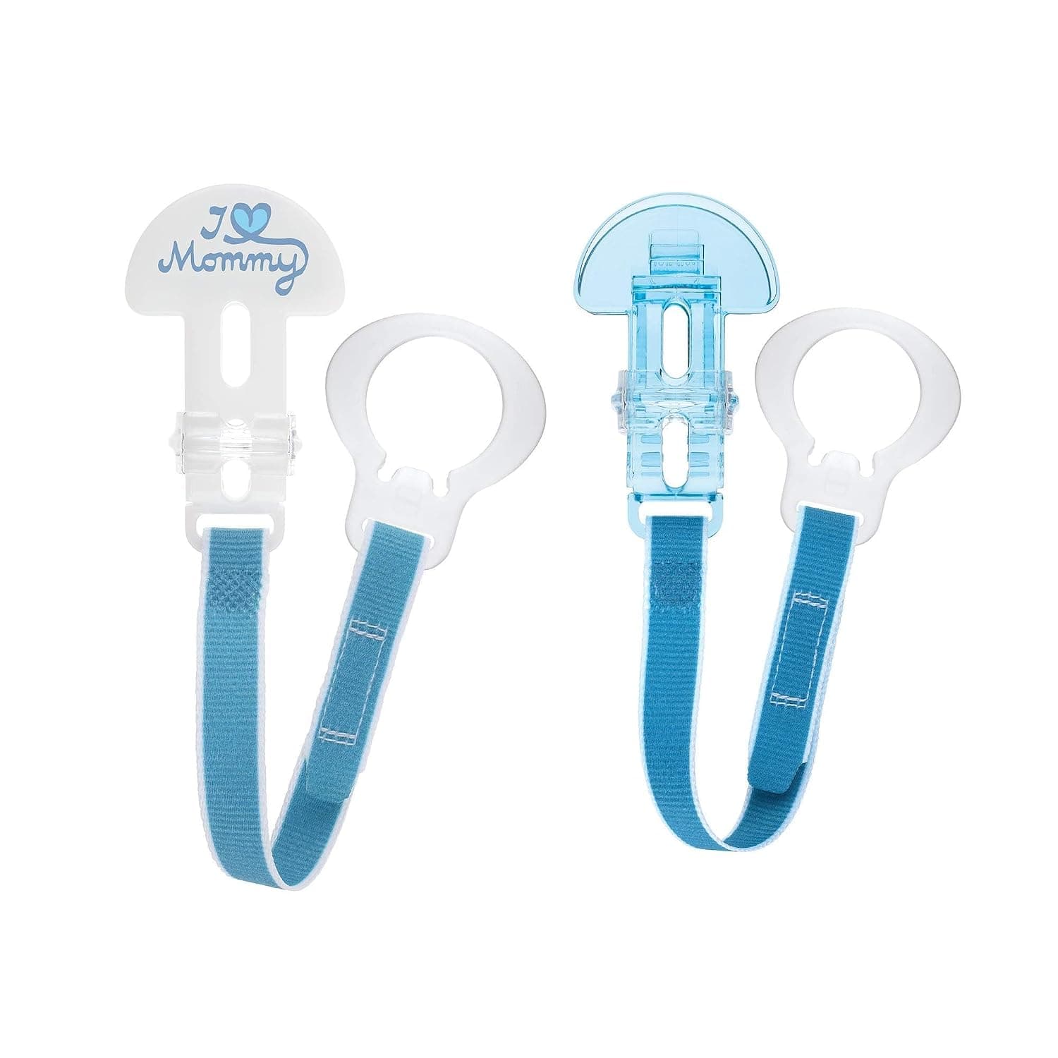 MAM Clip universal para chupete (paquete de 2) – Correa para chupete de bebé con clip deslizante con una mano, se adapta a todos los chupetes y mordedores, correa de cinta suave, clip seguro para bebés, sin BPA