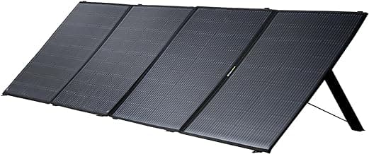 Panel solar plegable Nomad de 400 vatios, soporte, portátil | Se pliega a una cuarta parte de su tamaño completo, resistente a la intemperie, bucle para colgar incorporado, carga sin ruido y sin emisiones para Yeti