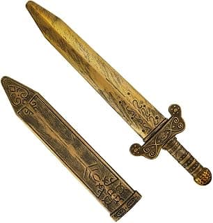 1 pieza de juguete de espada romana de bronce vintage de plástico, juego de simulación, daga nórdica para disfraces de caballero, vikingo y guerrero romano
