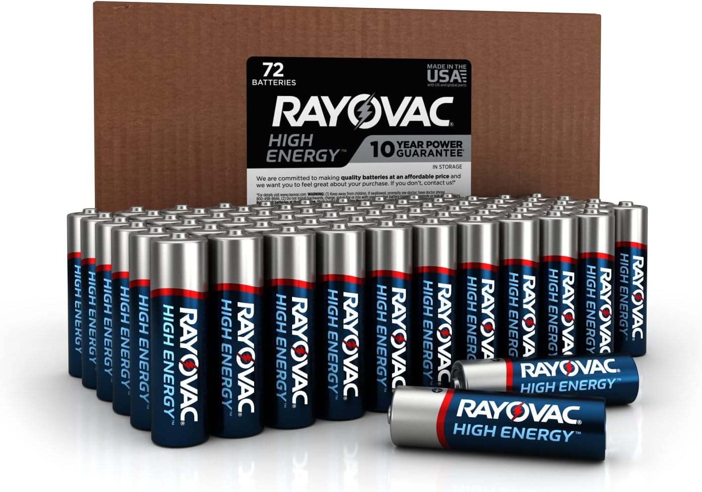 Pilas AA Rayovac, pilas alcalinas doble A, 72 unidades