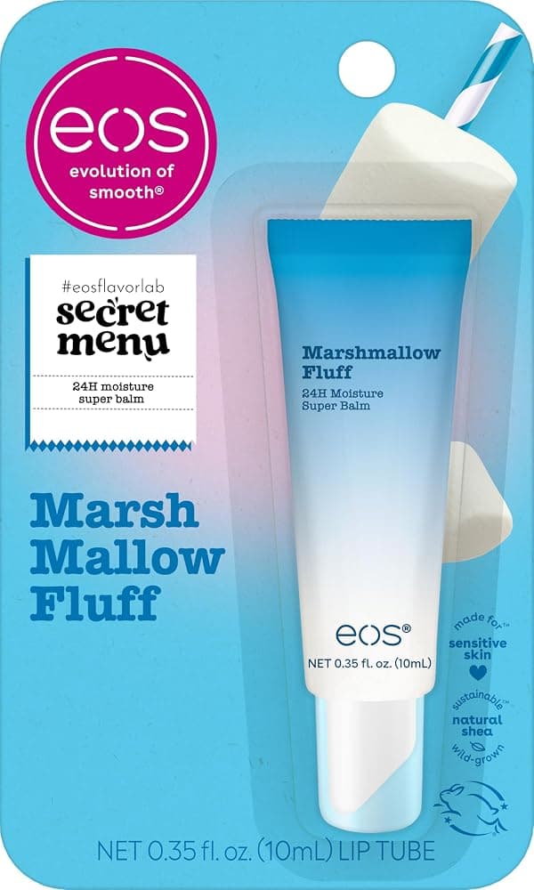 Eos 24H Moisture Super Balm - Marshmallow Fluff, mascarilla labial, hidratante, tratamiento labial, cuidado de la piel de edición limitada, 0.35 fl oz