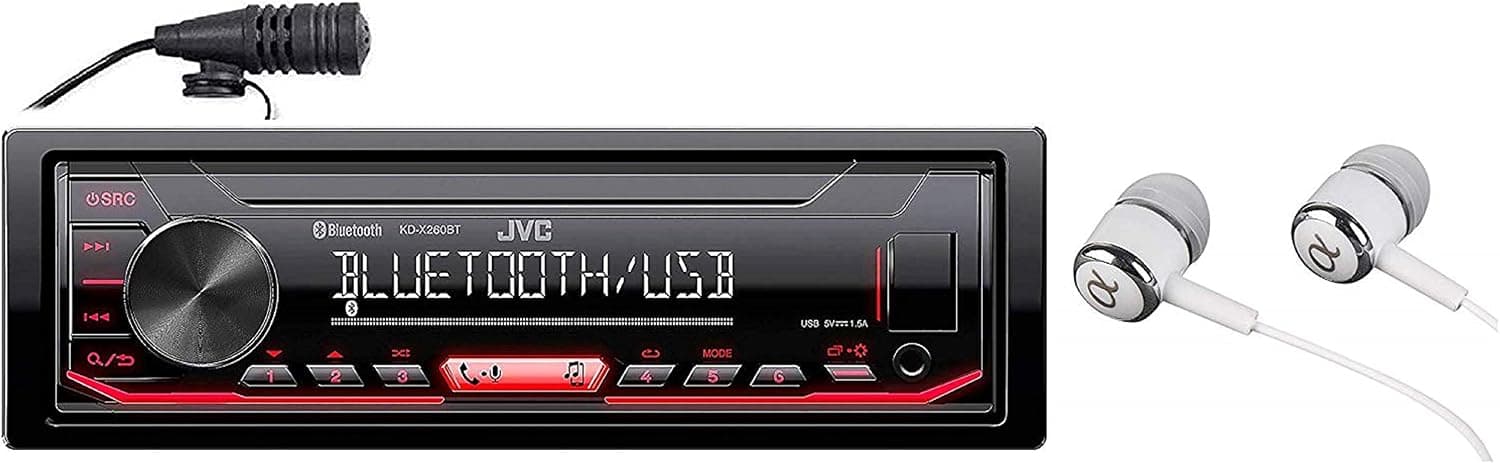JVC KD-X260BT Built-in Bluetooth, AM/FM, USB, MP3, Pandora, Spotify, iHeartRadio Digital media receiver, Works with Apple and Android Phones, iPod/iPhone Music Playback