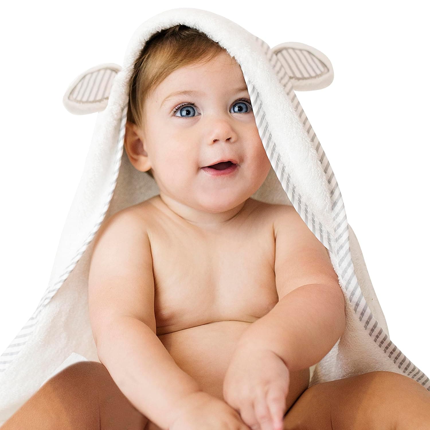 San Francisco Juego de toallas para bebé recién nacido – Toallas de bebé con capucha de primera calidad con toallita, toallas de baño para bebés para niños y niñas, color blanco de lujo